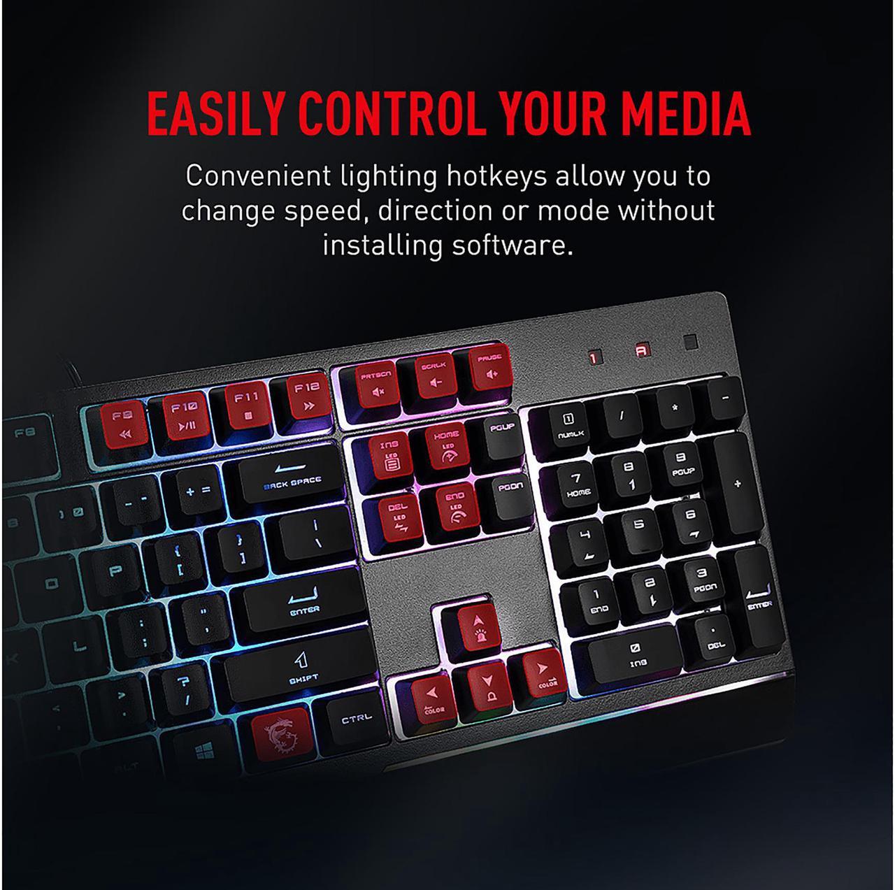 Keyboard and Mouse 6-Zone RGB Gaming Keyboard & GM11 Gaming Mouse, Water Repellent & Splash-Proof, 5000 DPI