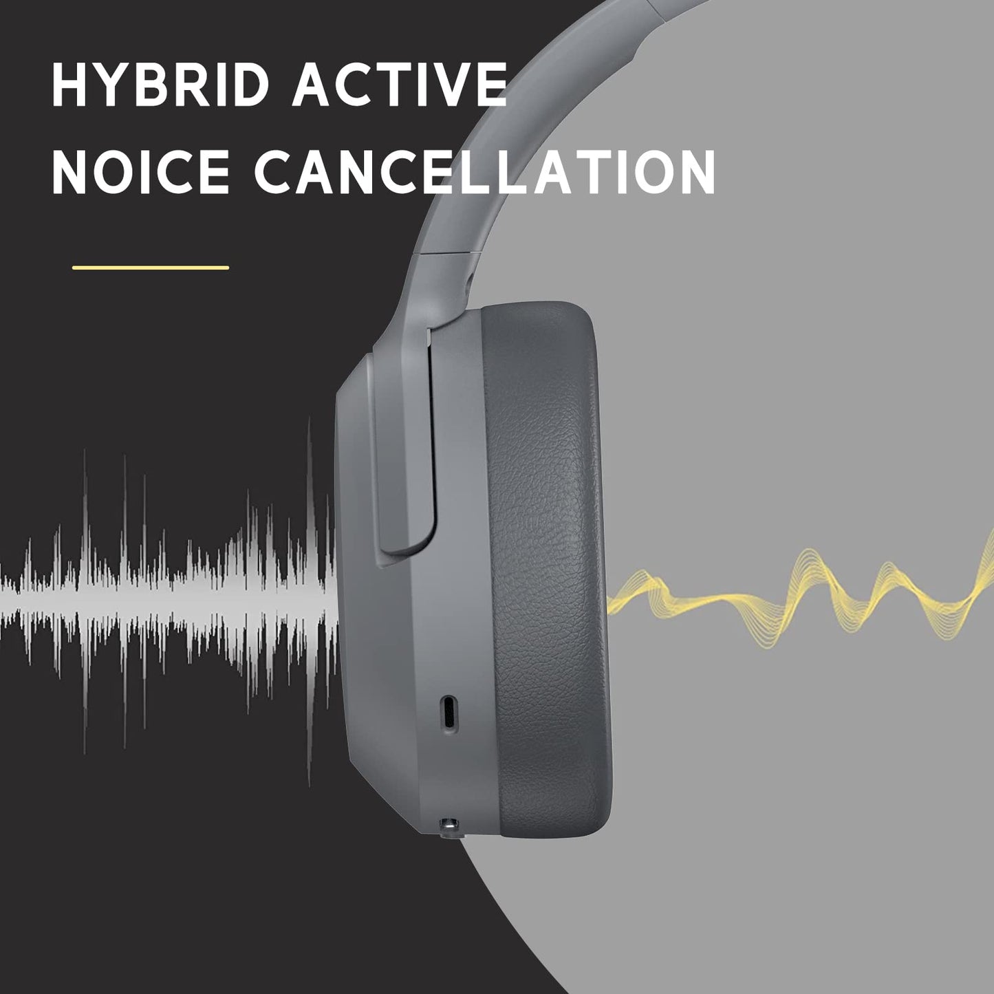 Edifier W820NB Hybrid Active Noise Cancelling Headphones - Hi-Res Audio - 49H Playtime - Wireless Over Ear Bluetooth Headphones for Phone-Call - Grey