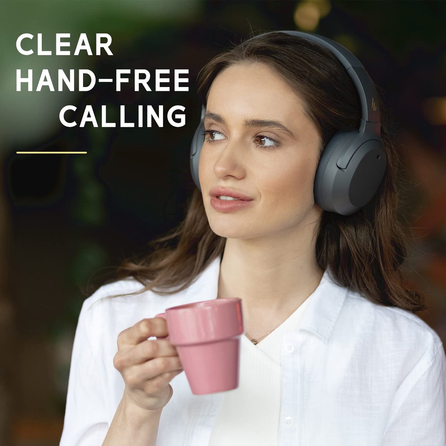 Edifier W820NB Hybrid Active Noise Cancelling Headphones - Hi-Res Audio - 49H Playtime - Wireless Over Ear Bluetooth Headphones for Phone-Call - Grey