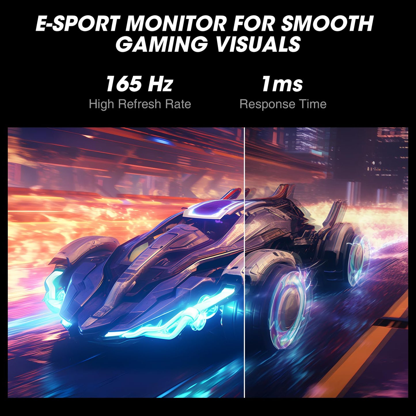 KOORUI 27" Gaming Monitor, FHD 1080p 165hz Mointor with 1ms (MPRT) Response Time, DCI-P3 90% Color Gamut, Adaptive Sync Compatible, HDMI x 2, DisplayPort, Black (GN01)