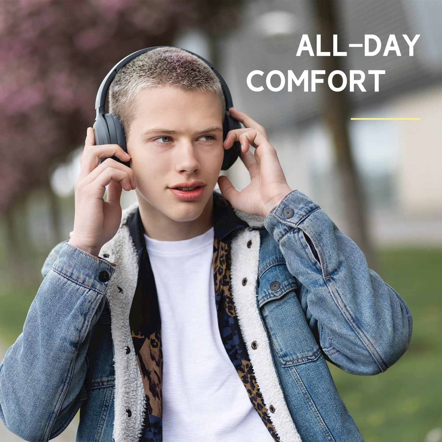 Edifier W820NB Hybrid Active Noise Cancelling Headphones - Hi-Res Audio - 49H Playtime - Wireless Over Ear Bluetooth Headphones for Phone-Call - Grey