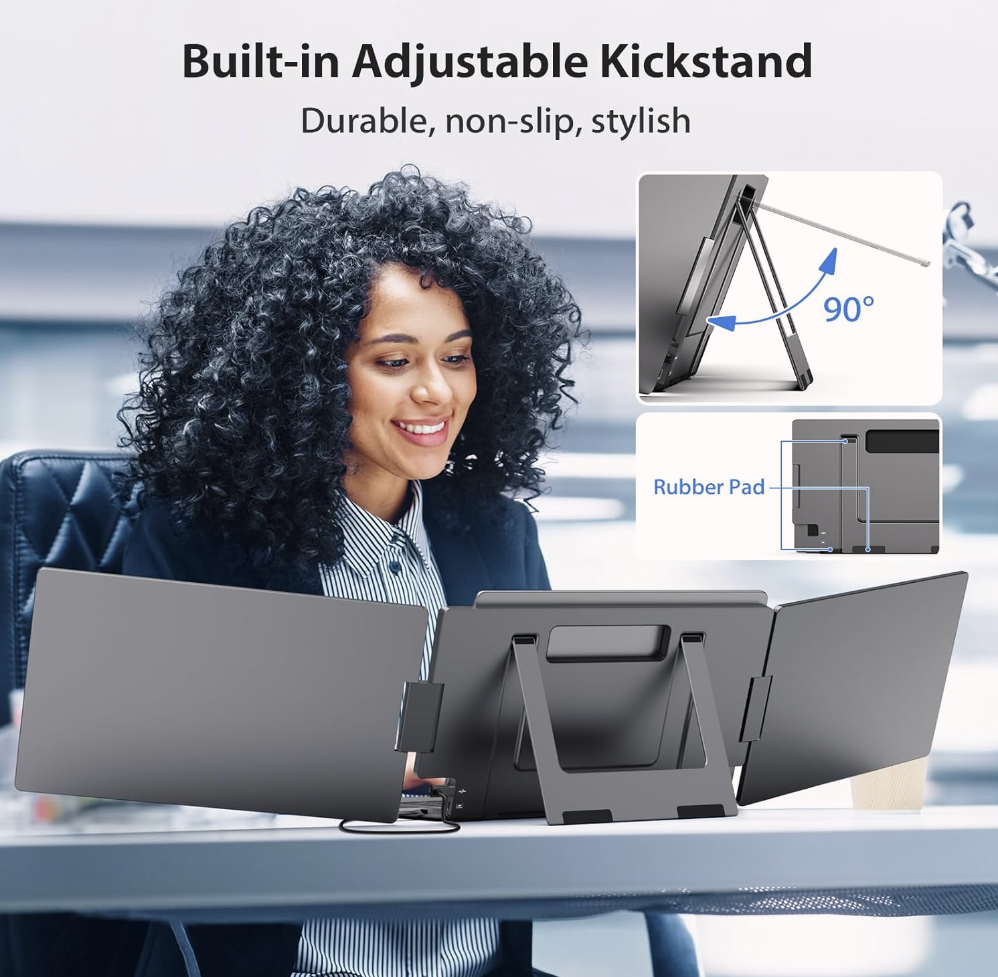 Laptop Screen Extender, 14'' FHD 1080P USB-C Portable Monitor, IPS Computer Display, Dual Monitor for Triple Screen, Monitor for 12"-16" Laptop (Mac, Windows, Android)