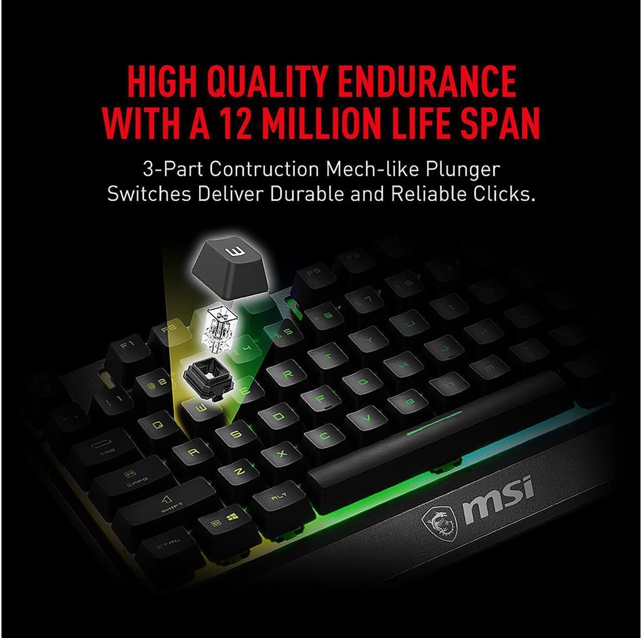 Keyboard and Mouse 6-Zone RGB Gaming Keyboard & GM11 Gaming Mouse, Water Repellent & Splash-Proof, 5000 DPI